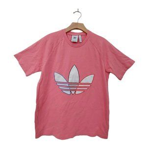 Adidas T-Shirt Womens Small Rose Logo Raglan Sleeve Crew Neck Gym Athletic